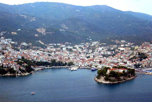 Skiathos Town - Panoramic view of Skiathos town from above